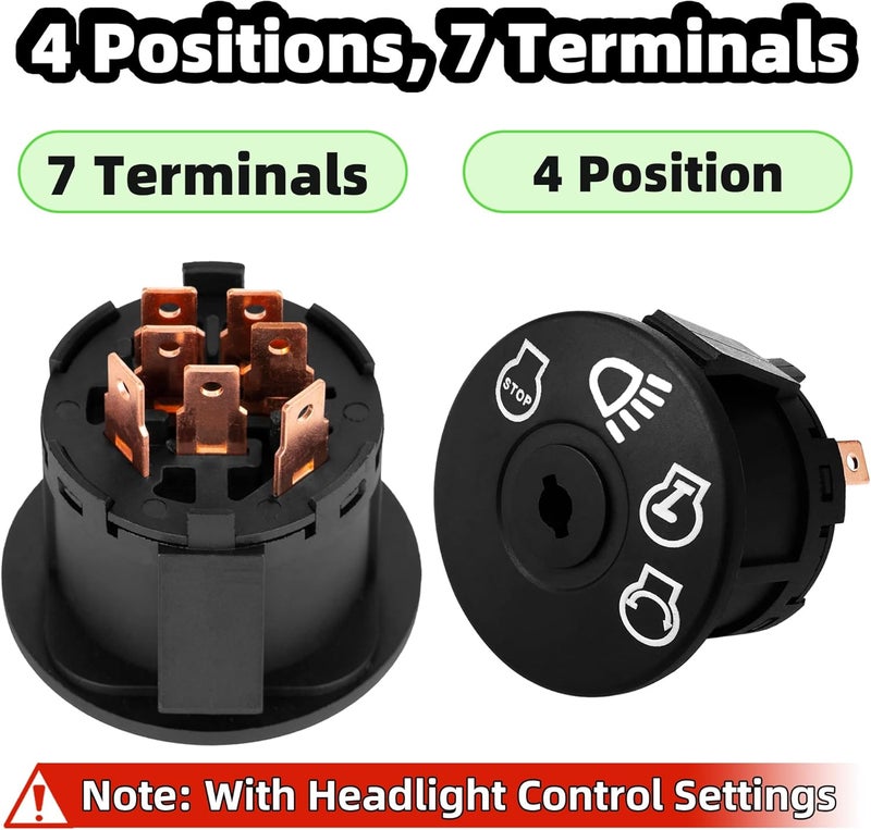 XINRINTONG Ignition Switch with Key 4-Position 7-Terminals for Cub Cadet Husqvarna Craftsman John Deere MTD AYP Delta Stratton Gernerac Lawn Mower Replace 532175566 175566 YTH1542XP 925-04227B 925-1741 GY20074 - Image 2